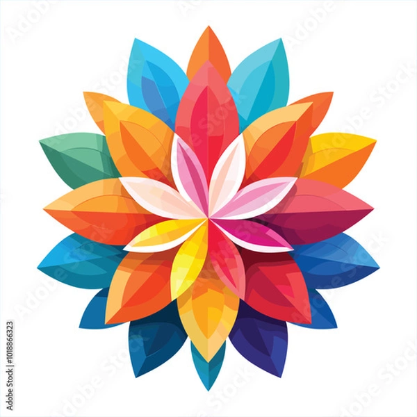 Fototapeta Colorful Mandala Flower Design - Abstract Geometric Art for Meditation and Spirituality