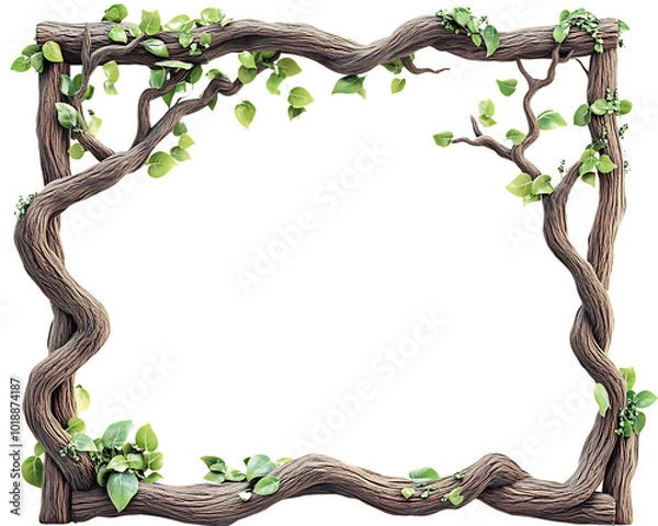 Obraz Vine frame with leaves, Transparent background.