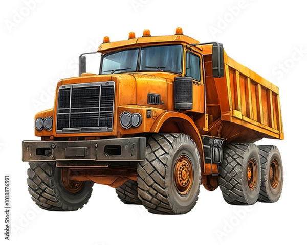 Obraz Orange dump truck, Transparent background.