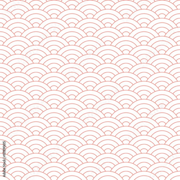 Obraz Wave Red Pattern. Japanese Texture. Wave Background in Vector