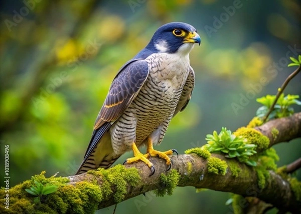 Fototapeta Majestic National Bird of England Perched on a Branch Amidst Lush Green Foliage in Natural Habitat