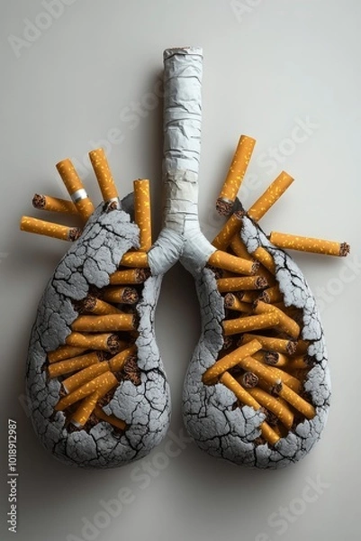 Obraz Artistic Depiction of Lungs Made from Cigarettes