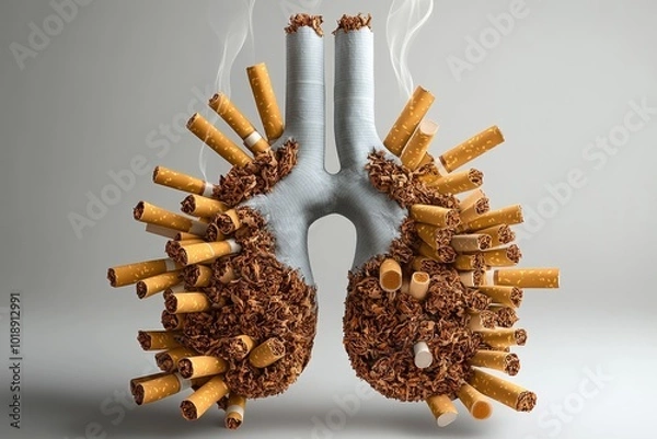 Obraz Artistic Depiction of Lungs Made from Cigarettes