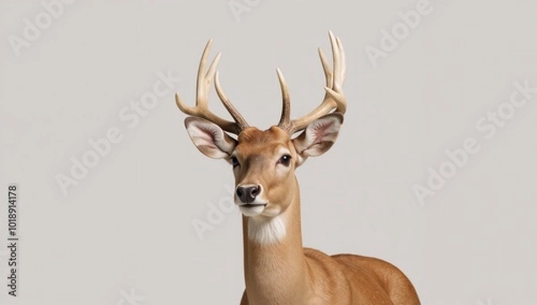 Fototapeta Lone deer against backdrop setting