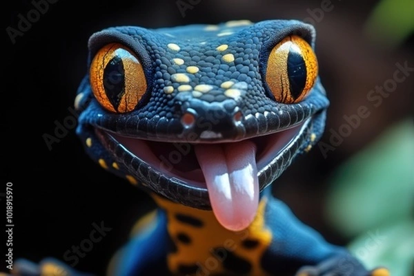 Obraz Close-up of Smiling Gecko with Tongue Out