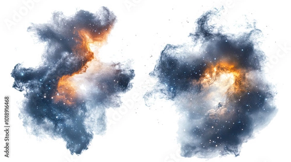 Fototapeta Collection of Isolated Nebula Cloud Patterns in Vibrant Colors Generative AI