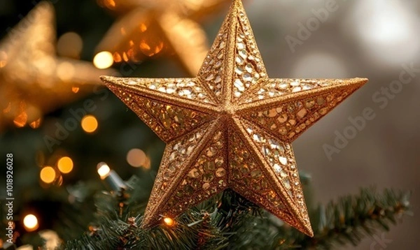 Obraz Sparkling holiday star tree toppers bright and beautiful decorations for a magical Christmas