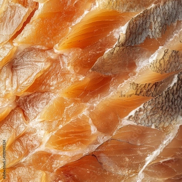 Fototapeta Detailed Image of Fish Meat Texture