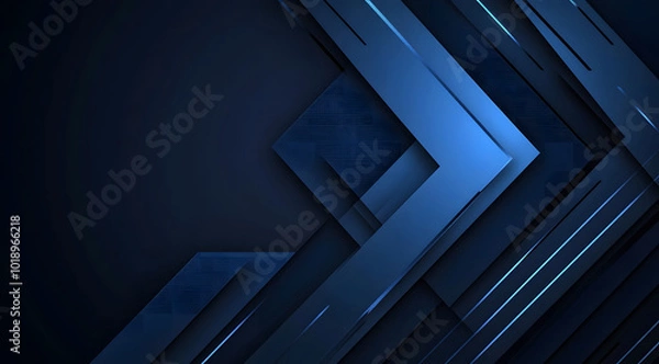 Fototapeta Blue vector background design with arrows and dots, a tech or digital technology concept for presentation on a black isolated backdrop design