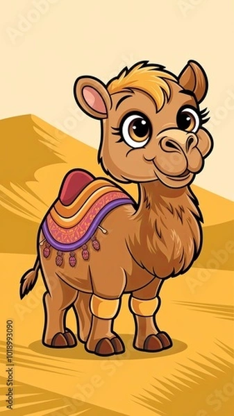 Fototapeta Cute Camel Standing Cartoon Vector Icon Generative AI
