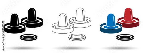 Fototapeta Air hockey icon. Air hockey icon on a white background, isolated. The icon has three uses in applications and websites. Vector illustration. Air hockey icon on a white background.