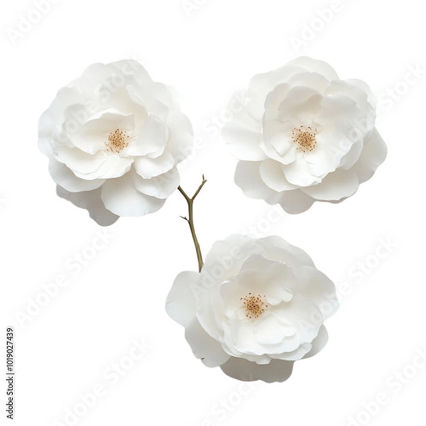 Fototapeta white rose  isolated on transparent background Generative AI