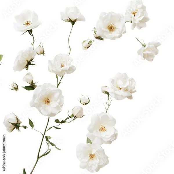 Fototapeta white rose  isolated on transparent background Generative AI