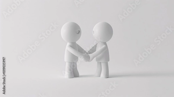 Obraz Two Figures Holding Hands: A Minimalist Depiction of Human Connection