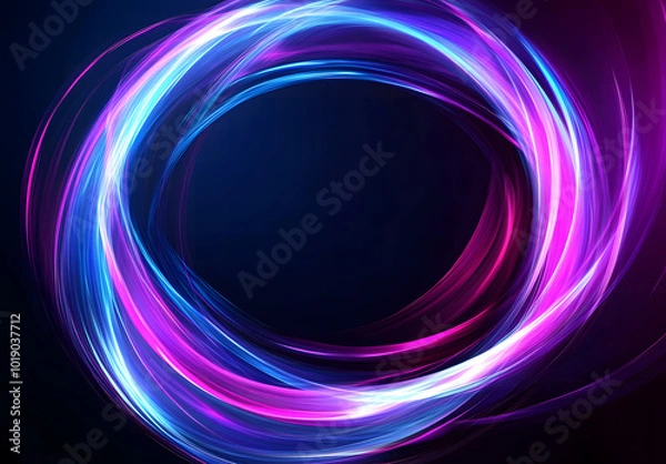 Fototapeta Creative digital tech circle on a dark background design. Big data and technology concept design. 3D Rendering design