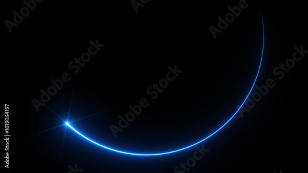 Obraz Ray of blue light tracing the movement. Curved shape.
