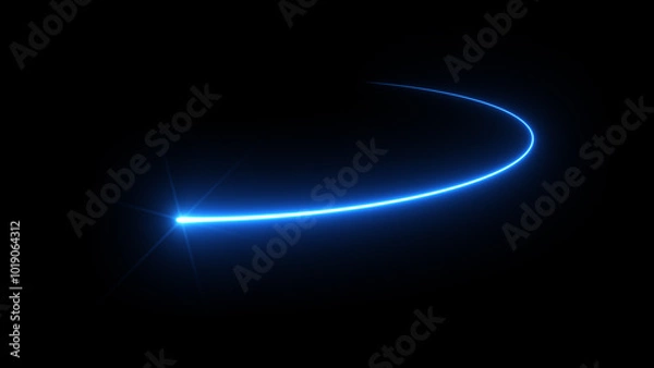 Obraz Ray of blue light tracing the movement. Curved shape.