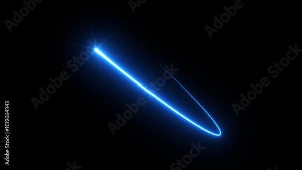 Obraz Ray of blue light tracing the movement. Elliptical shape.