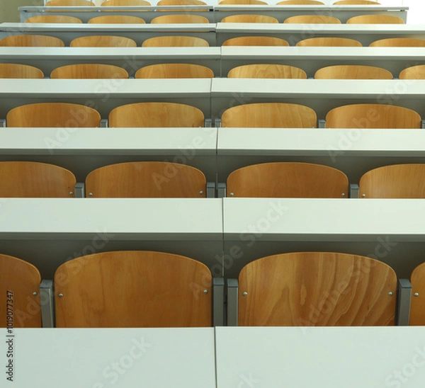 Fototapeta Empty seats in new modern clean lecture hall or classroom