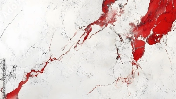 Fototapeta Marble, Marbled, Red and White, Abstract Image, Texture, Pattern Background, Wallpaper, Smartphone Cover and Screen, PC, Laptop, 9:16 and 16:9 Format