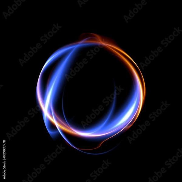 Obraz Vivid abstract background. Beautiful swirl trail effect frame. Mystical portal. Bright sphere lens. Rotating lines. Glow ring. Magic ball. Led spiral. Glint lines. Focus place. Illusory flash