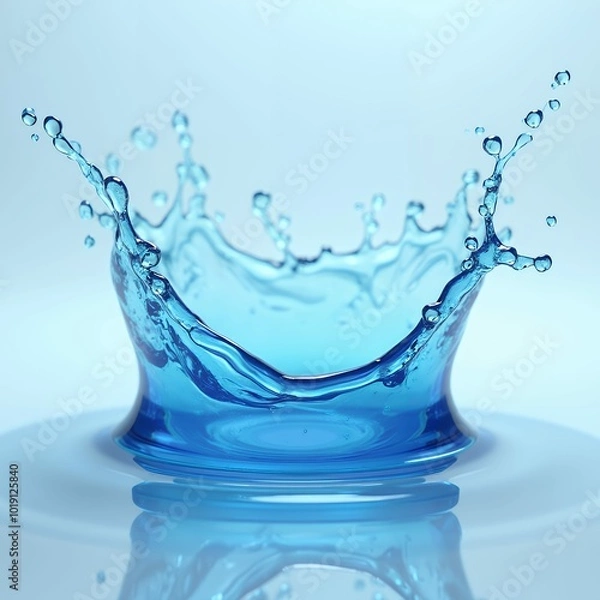 Fototapeta A dynamic splash of blue liquid on a clean white background. Suitable for various design projects