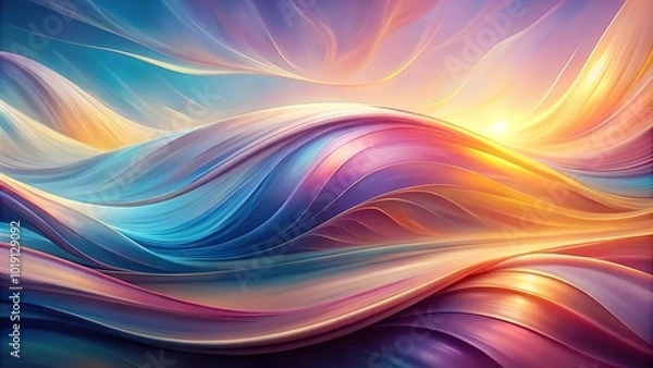 Fototapeta Abstract art wallpaper featuring soft forms in a serene, panoramic composition