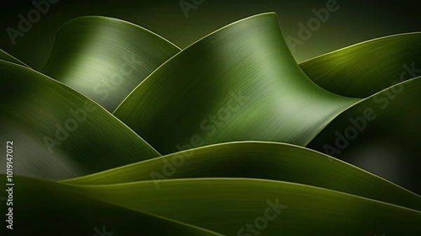 Obraz Green leafy plant with a wavy stem. The image is a close up of the plant