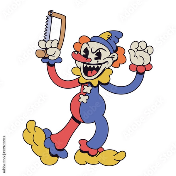 Fototapeta Vector Retro Cartoon Clown Character Illustration Isolated