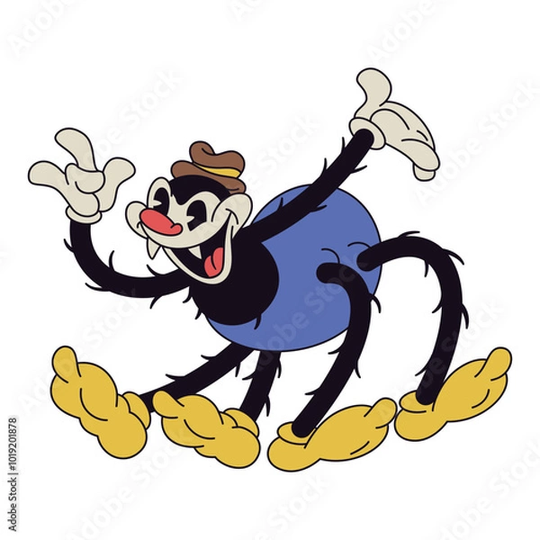 Fototapeta Vector Retro Cartoon Spider Character Illustration Isolated