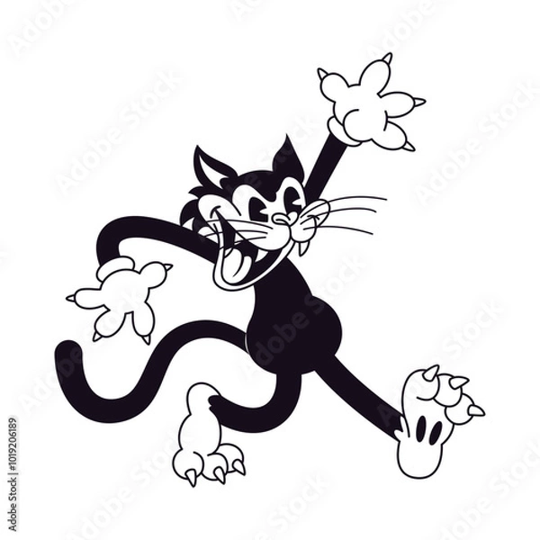 Fototapeta Vector Retro Cartoon Cat Character Illustration Isolated