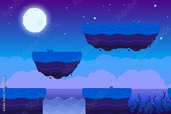 Obraz Game Background made from seamless endless elements. Vector assets and layers for mobile games