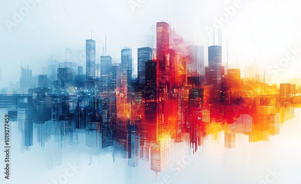 Obraz abstract city colorful skyline