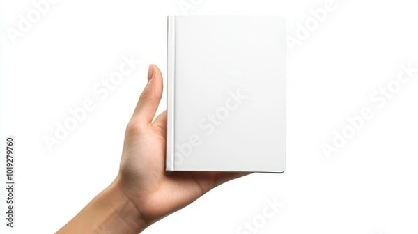 Fototapeta Hand presenting a personal wellness journal for a holistic health program on isolated pure white background encouraging individuals to track their physical and mental well-being over time