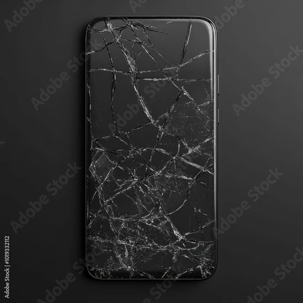 Fototapeta Broken Glass Screen on Modern Smartphone