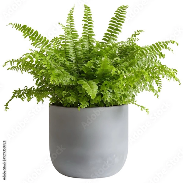 Fototapeta nephrolepis fern in a grey planter
