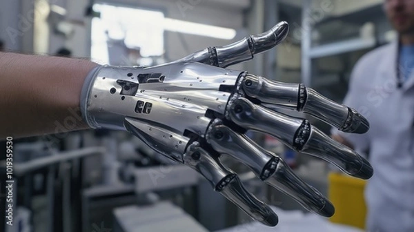 Fototapeta Advanced Prosthetic Arm Demonstrating Natural Movement