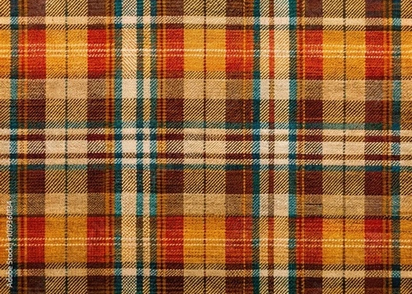 Fototapeta Small Plaid Pattern in Soft Earth Tones Ideal for Textiles, Backgrounds, and Fashion Design Projects