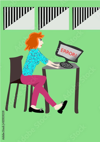 Fototapeta Error computer in office