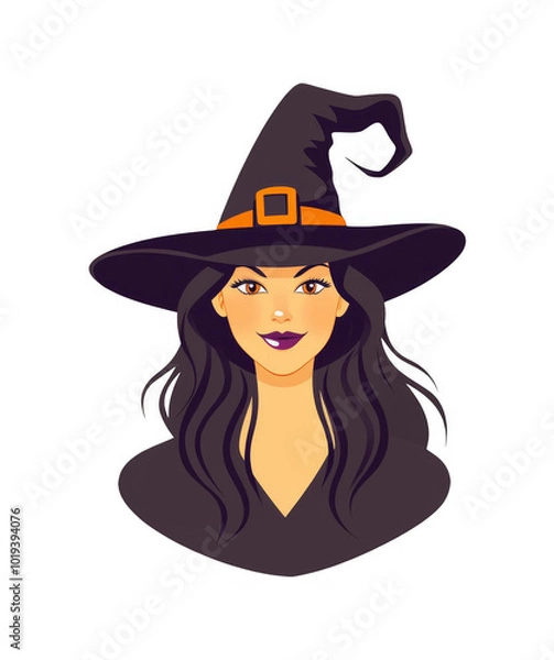 Fototapeta Halloween Witch Illustration on Transparent Background - Perfect for Overlays and Design Elements