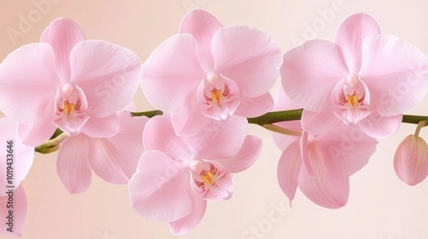 Obraz Pink orchids blooming gracefully, soft pastel background.