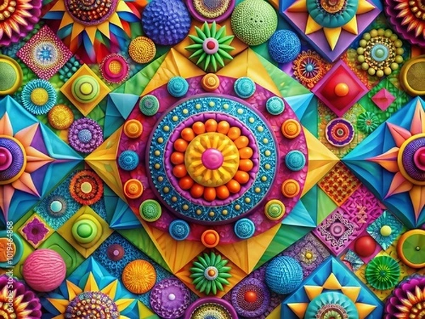 Fototapeta Vibrant Abstract Digital Background with Geometric Shapes and Colorful Patterns for Creative Projects