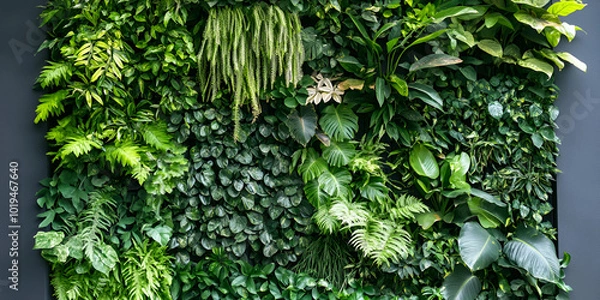 Obraz Urban Jungle: Lush Green Living Wall of Varied Plants