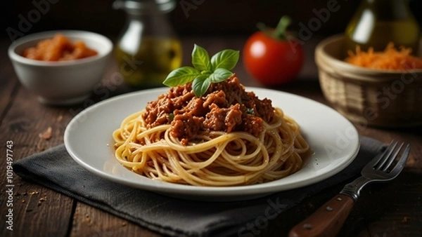 Fototapeta spaghetti with tomato sauce