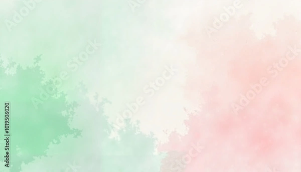 Fototapeta Pastel watercolor background with green and pink hues