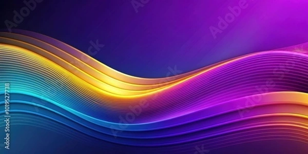 Fototapeta Vibrant abstract background with wavy lines in purple, yellow, and blue , vibrant, abstract, background, wavy, lines, purple, yellow