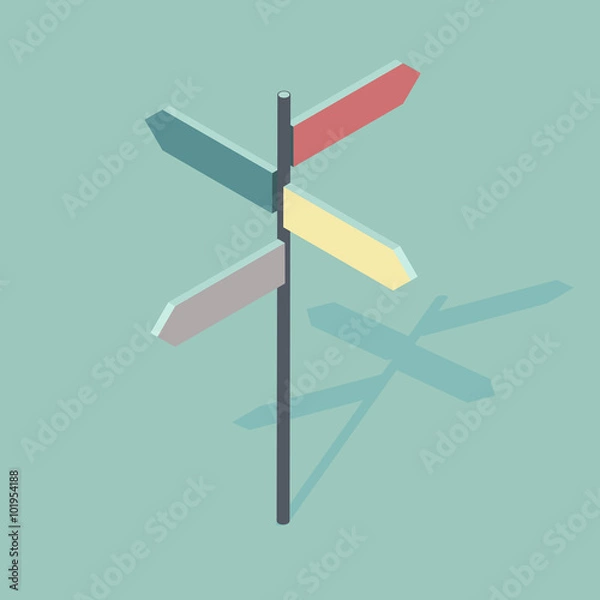 Fototapeta 3d isometric vector illustration of direction sign