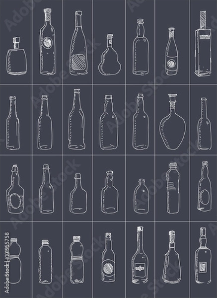 Fototapeta vector seamless hand drawn tiled bottles pattern