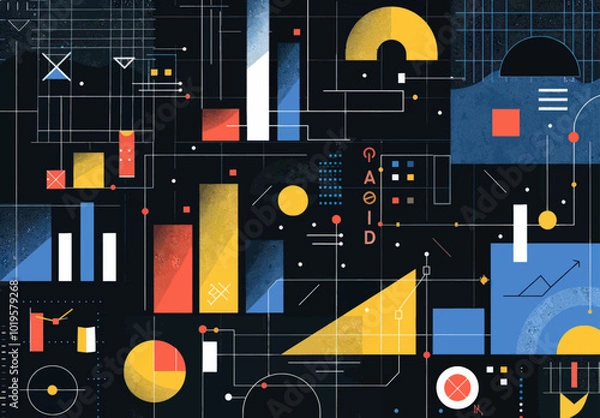 Fototapeta Abstract Geometric Pattern with Charts and Graphs  
