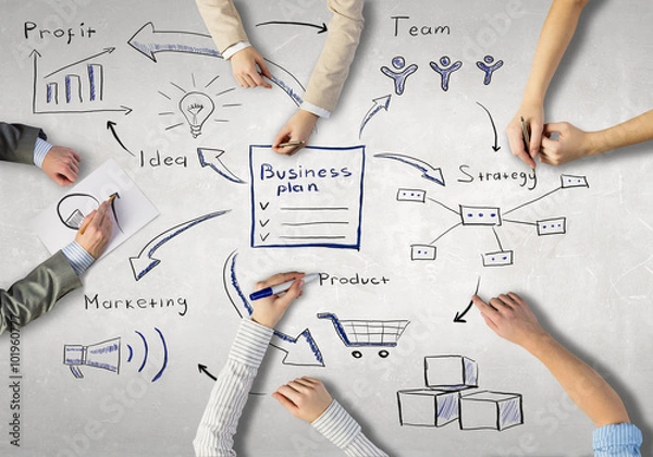 Fototapeta Businessteam working in collaboration